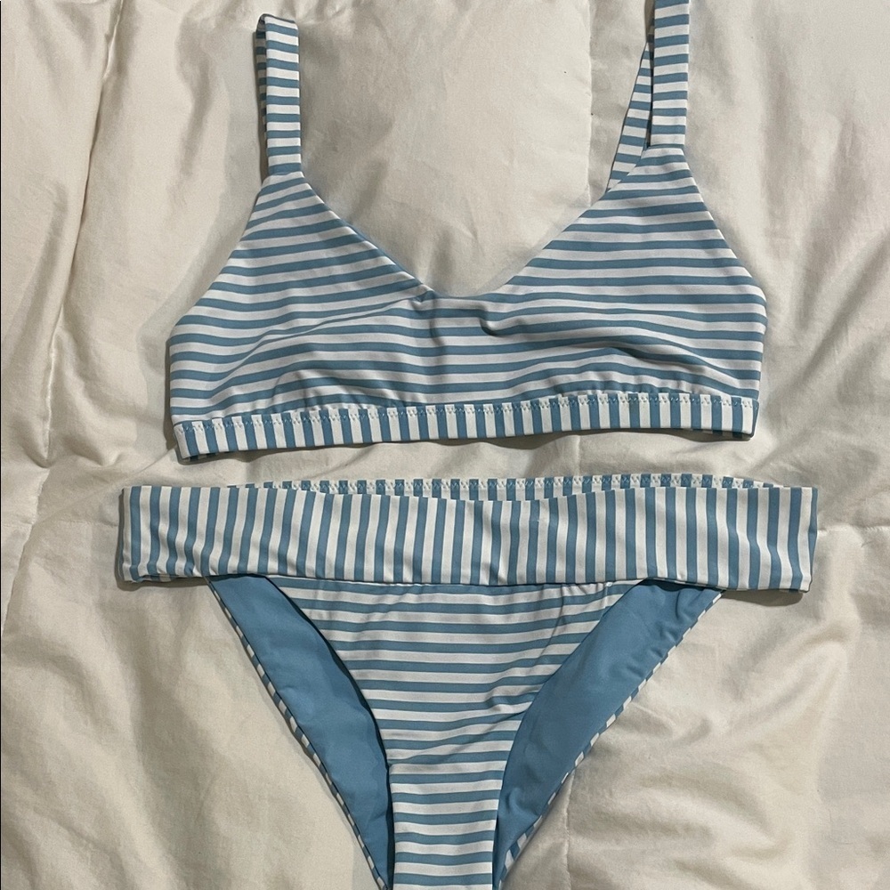 Hurley | Baby Blue & White | Striped | Bikini | Size L